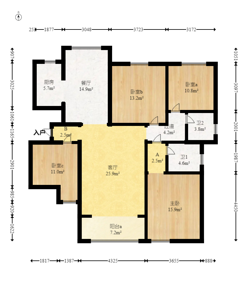 富基世纪公园  4室2厅2卫   98.60万室内图1