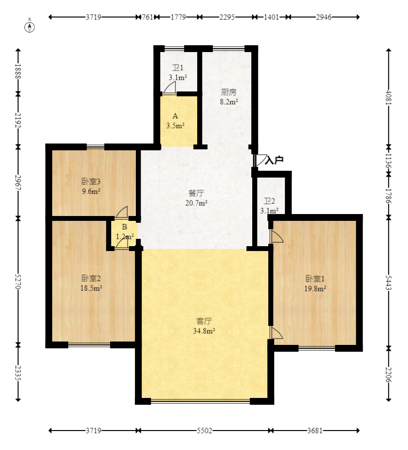 德政园 3室2厅2卫 68.0万 德政园 3室2厅2卫 68.0万户型图