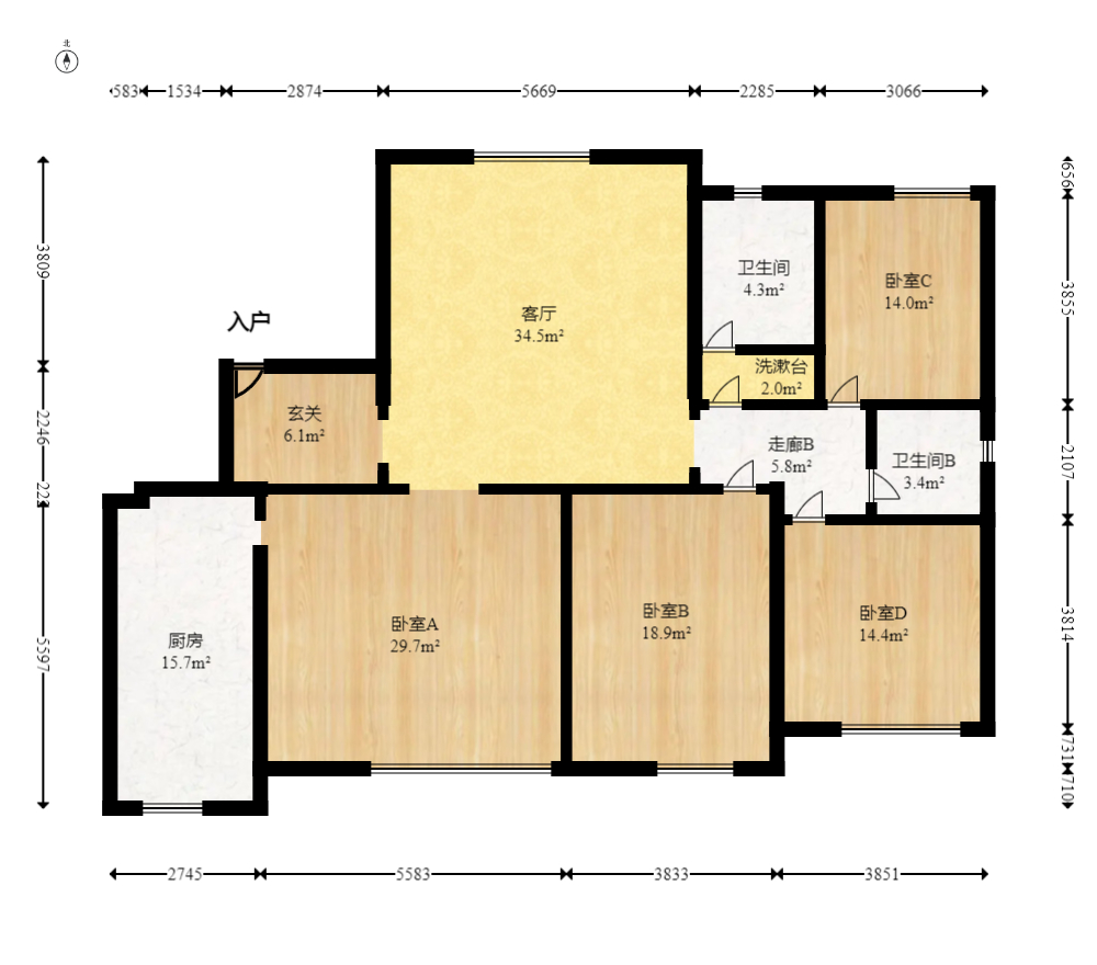 中信城市广场（中信新城一期）  6室2厅4卫   210.00万室内图1