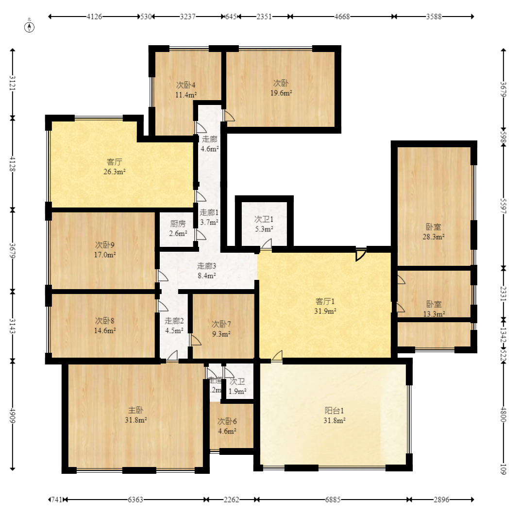 紫荆信息公寓 8室3厅1卫 705.0万 紫荆信息公寓 8室3厅1卫 705.0万户型图