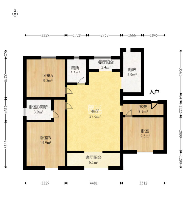 德惠雅苑（众星湘港公馆）  3室2厅2卫   85.00万