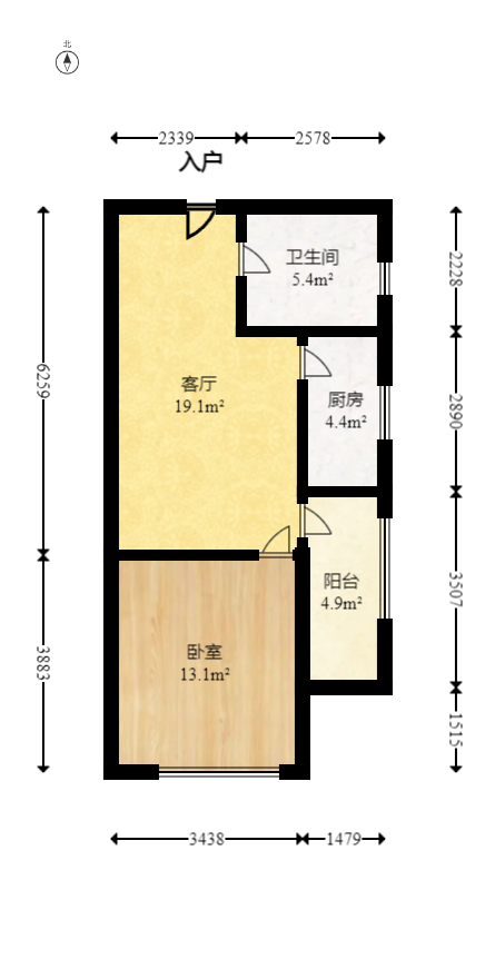 中信凯旋蓝岸（中信新城三期）  1室1厅1卫   32.80万室内图1