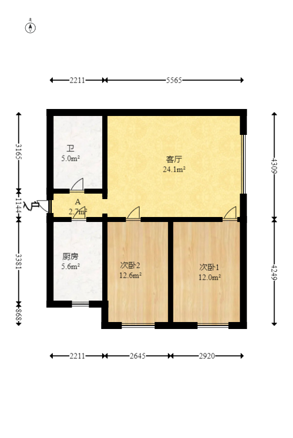 摩天一号  2室2厅1卫    95.0万 摩天一号  2室2厅1卫    95.0万户型图