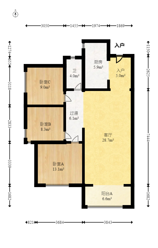 中建嘉和城凤凰台（中建瑞兴家园）  3室2厅1卫   112.00万室内图1
