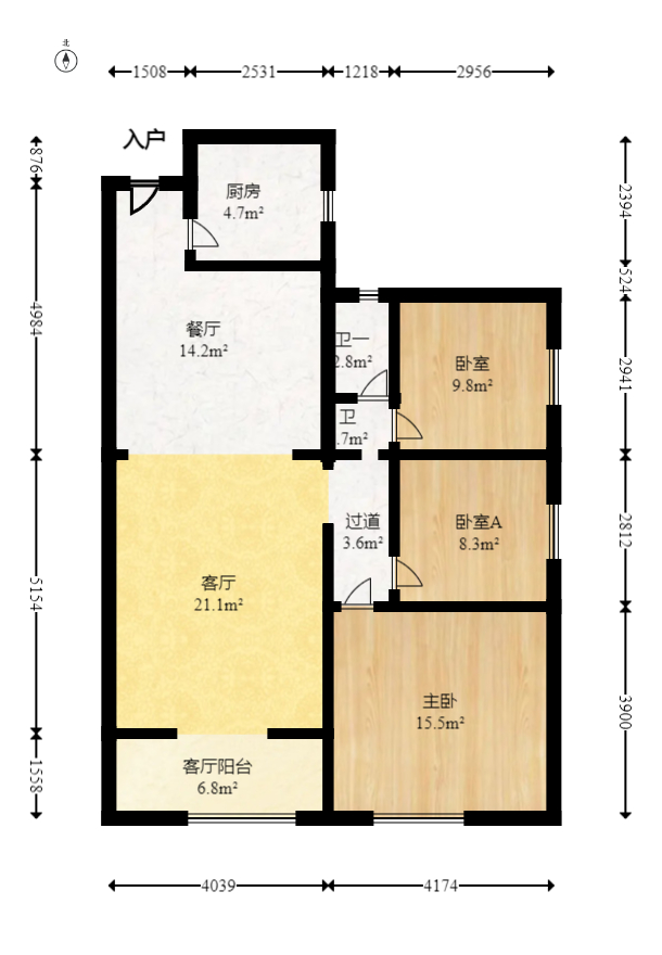湖湾世景 3室2厅1卫 74.8万 湖湾世景 3室2厅1卫 74.8万户型图