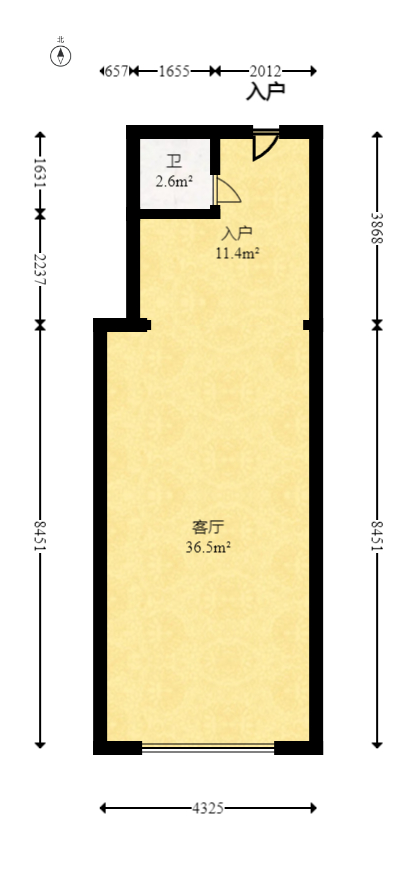 金科时代中心  1室1厅1卫   24.80万室内图1