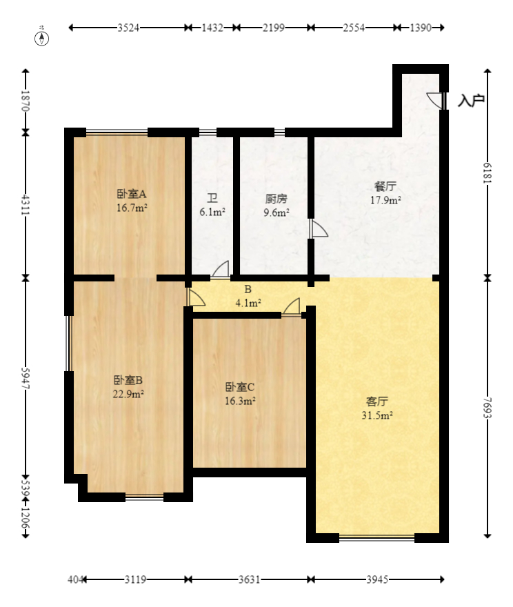 时代先锋  4室2厅2卫    82.0万室内图1