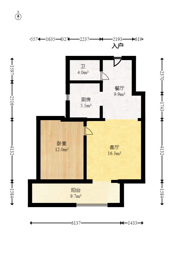 月湖兰庭  1室1厅1卫   55.00万室内图1