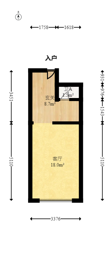 保利天禧EF区  2室1厅1卫   66.00万室内图1