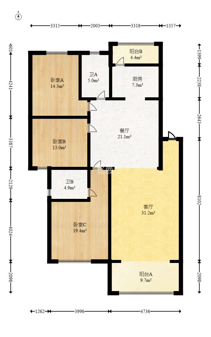 南郡明珠  3室2厅2卫   45.00万