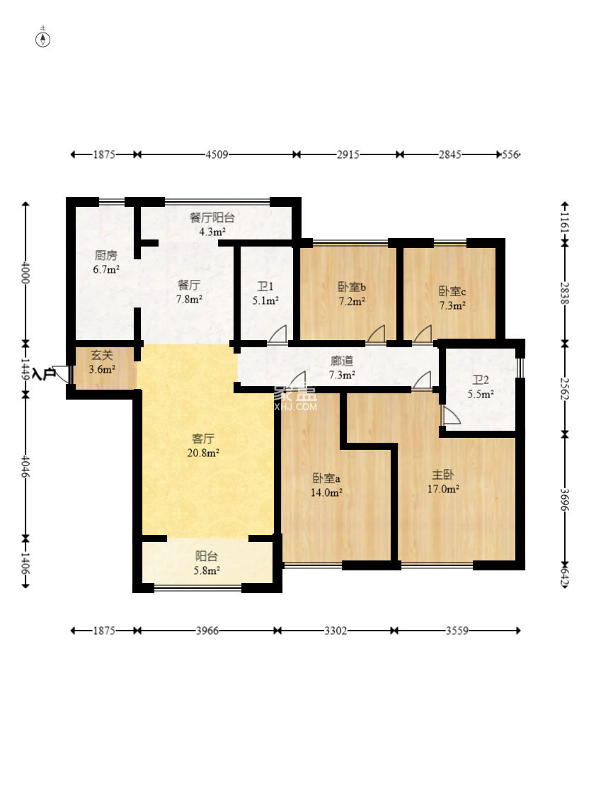 越秀亲爱里  4室2厅2卫   168.00万