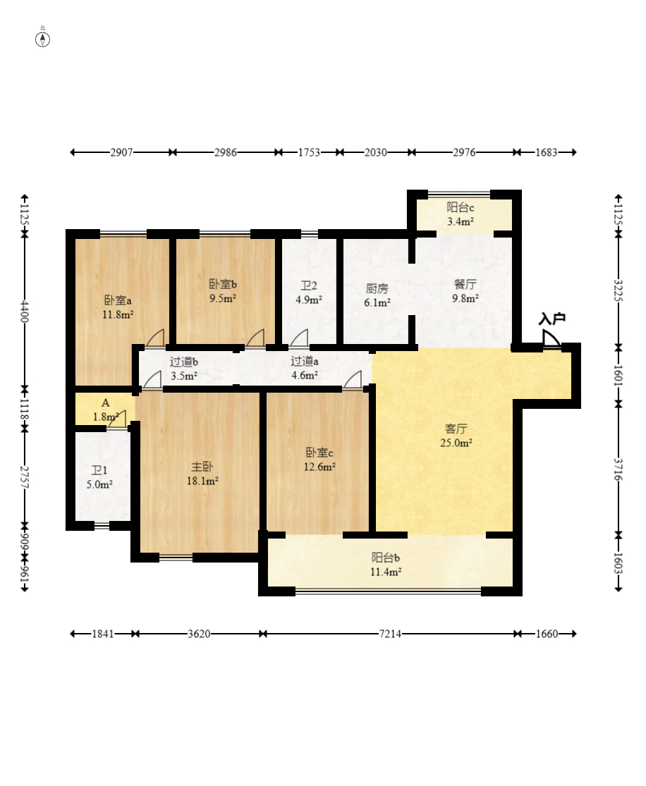大汉汉府一期 4室2厅2卫 102.0万 大汉汉府一期 4室2厅2卫 102.0万户型图