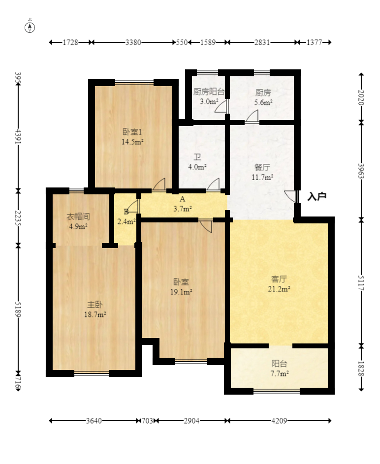山水灣  3室2廳1衛(wèi)    64.8萬室內圖1