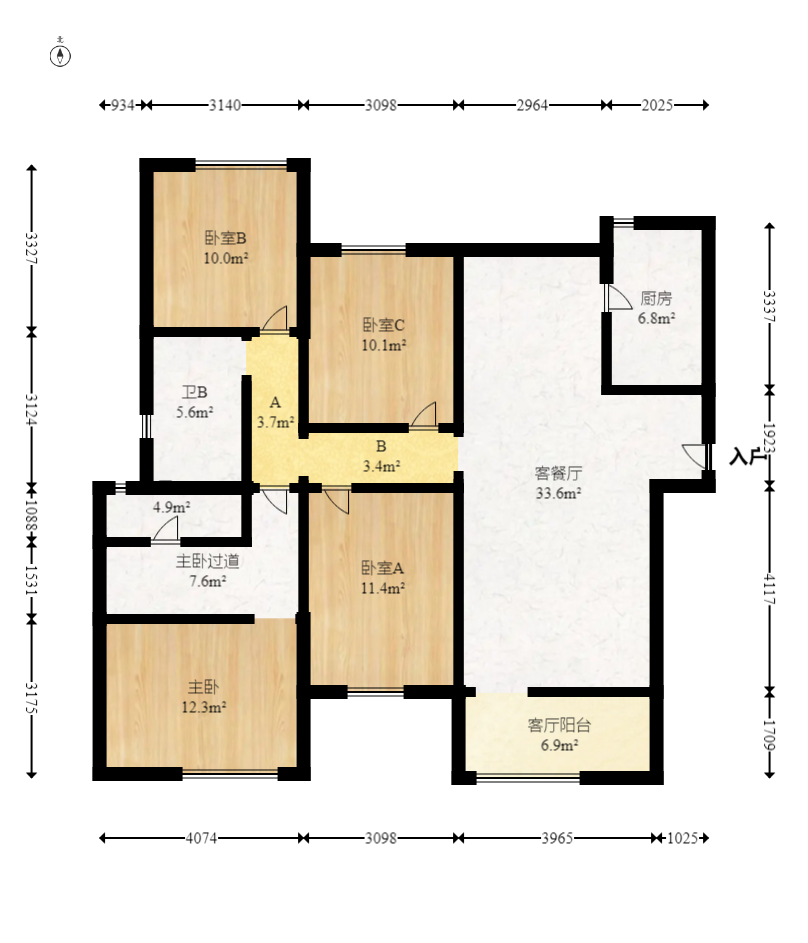 万科里金域国际  4室2厅2卫    304.95万室内图1