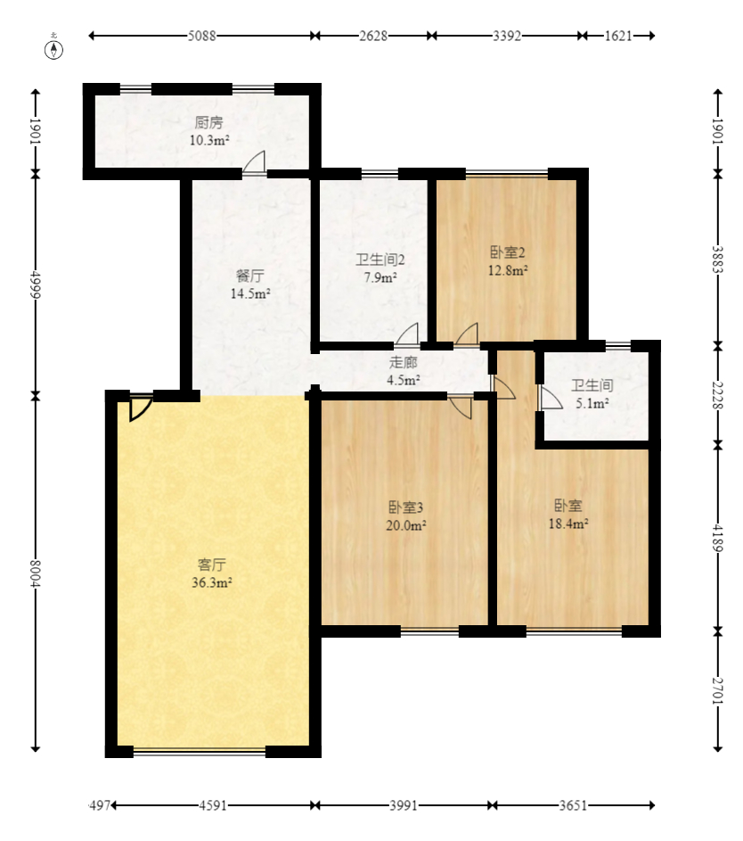 豪庭(江城豪庭) 3室2厅2卫 97.0万 豪庭(江城豪庭) 3室2厅2卫 97.0万户型图