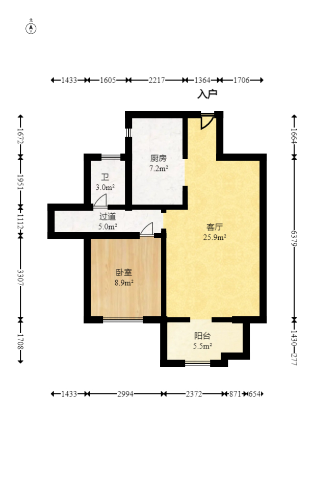 金鹰玖珑山  3室2厅1卫   72.00万室内图1