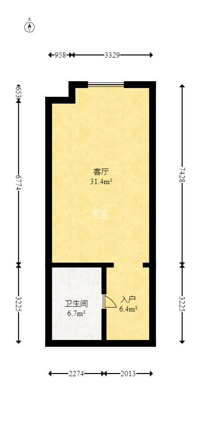 雅居乐新地  1室1厅1卫    32.0万 雅居乐新地  1室1厅1卫    32.0万户型图