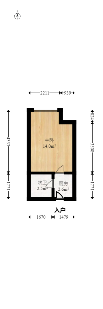 金章华府（0898）  1室0厅1卫   54.00万室内图1