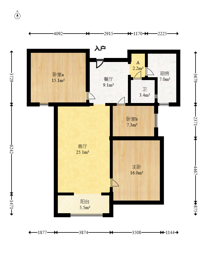 旭辉御府  3室2厅1卫    145.0万室内图1