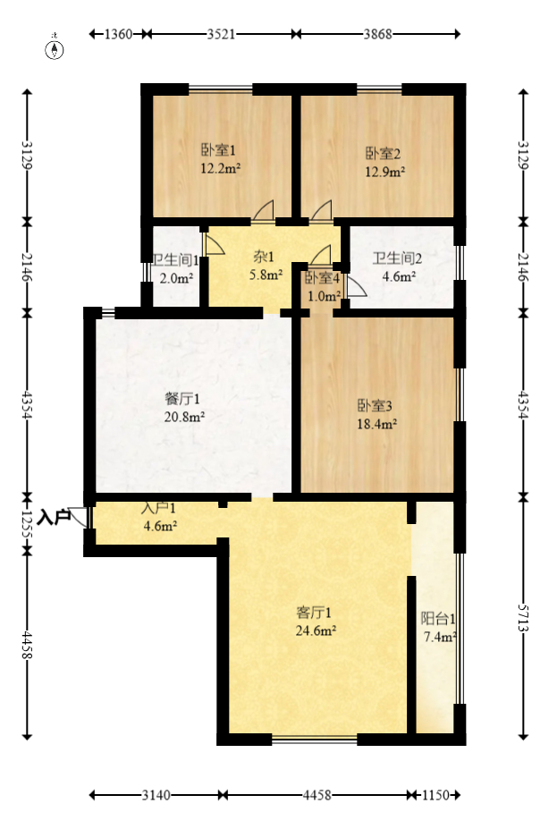 宏泽佳园  3室1厅2卫   196.00万室内图1