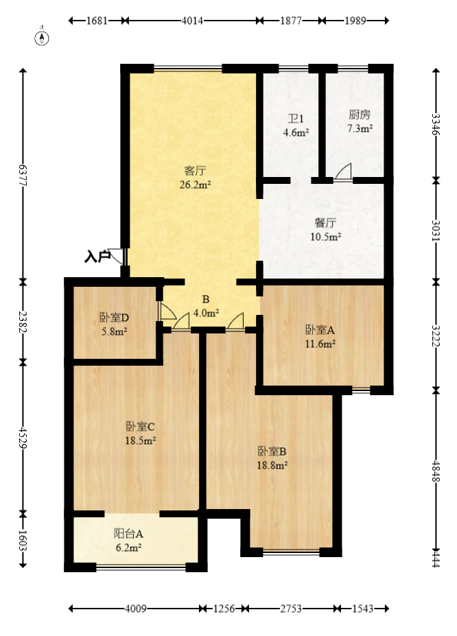 新星小区  3室2厅1卫   85.00万室内图1