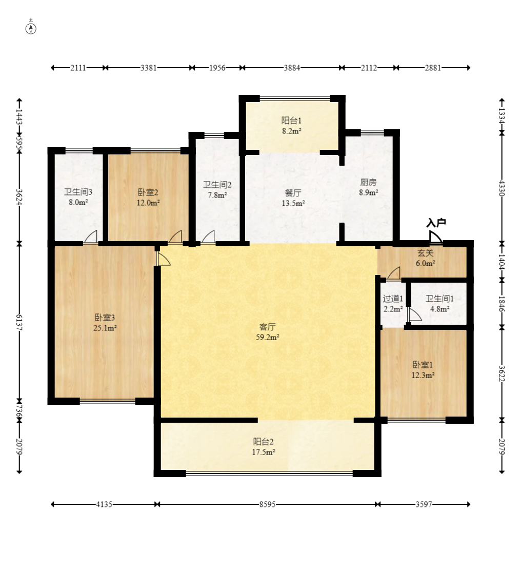 越秀湘江星汇城一期 4室2厅2卫 230.0万 越秀湘江星汇城一期 4室2厅2卫 230.0万户型图