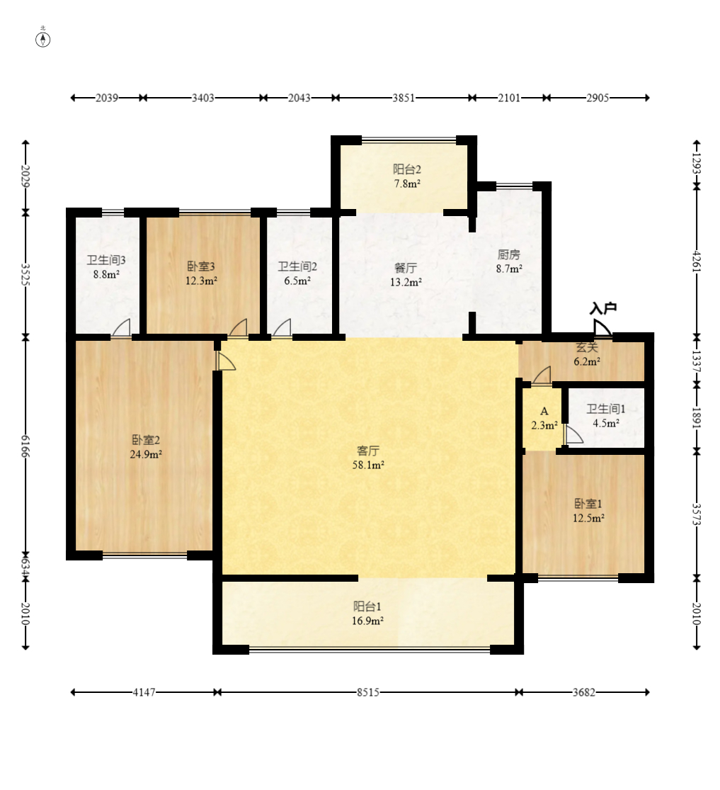 越秀湘江星汇城一期  4室2厅2卫    190.0万 越秀湘江星汇城一期  4室2厅2卫    190.0万户型图