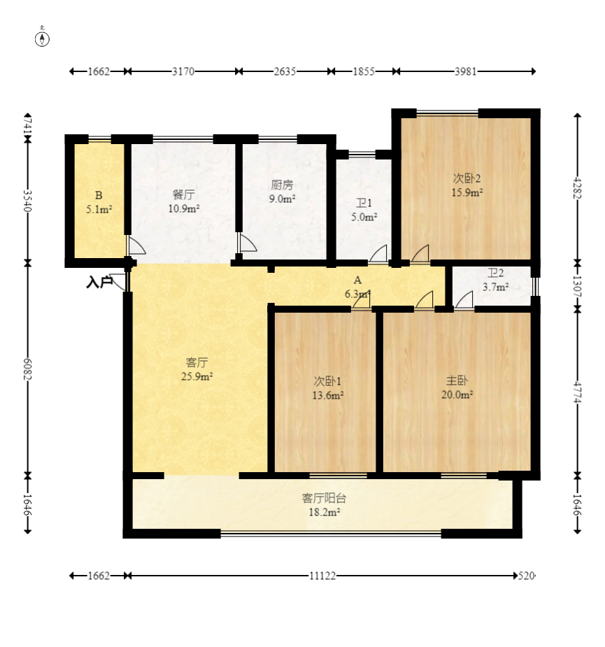 金岸教师公寓 3室2厅1卫 99.8万 金岸教师公寓 3室2厅1卫 99.8万户型图