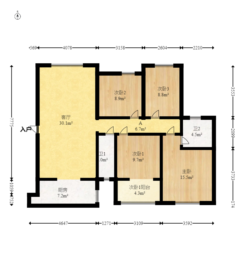 尚鑫海悦(新长海尚海城) 4室2厅2卫 118.8万 尚鑫海悦(新长海尚海城) 4室2厅2卫 118.8万户型图