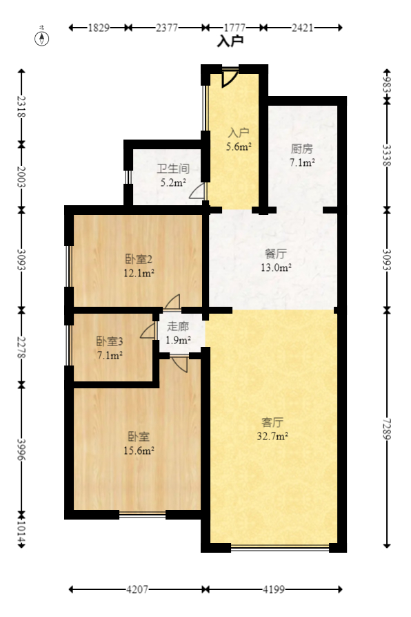 三景华御  3室2厅1卫    65.0万 三景华御  3室2厅1卫    65.0万户型图