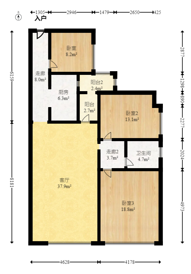 才子佳郡  3室2厅2卫    74.0万室内图1