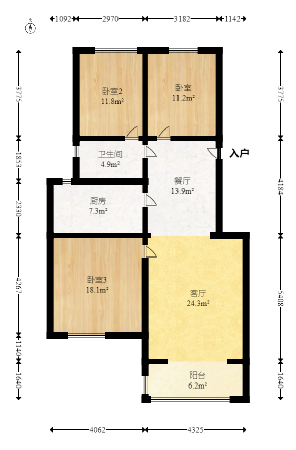 东岸锦城(东方人家)  3室2厅2卫   79.00万室内图1