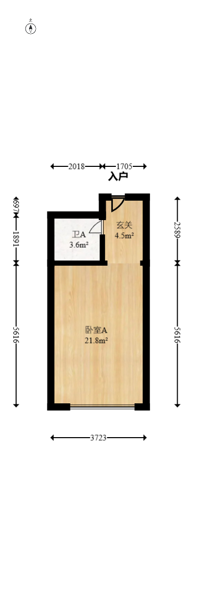 钰龙天下二期（钰龙佳园）  1室1厅1卫   26.00万室内图1