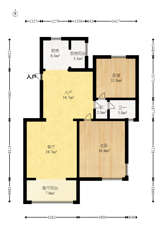 筑梦园 3室2厅1卫 66.0万 筑梦园 3室2厅1卫 66.0万户型图