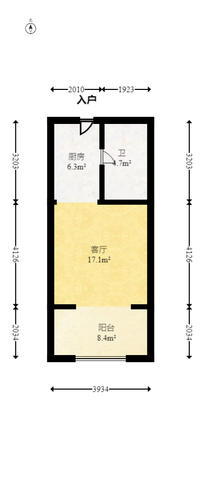 沁园春御院  1室1厅1卫   47.00万室内图1
