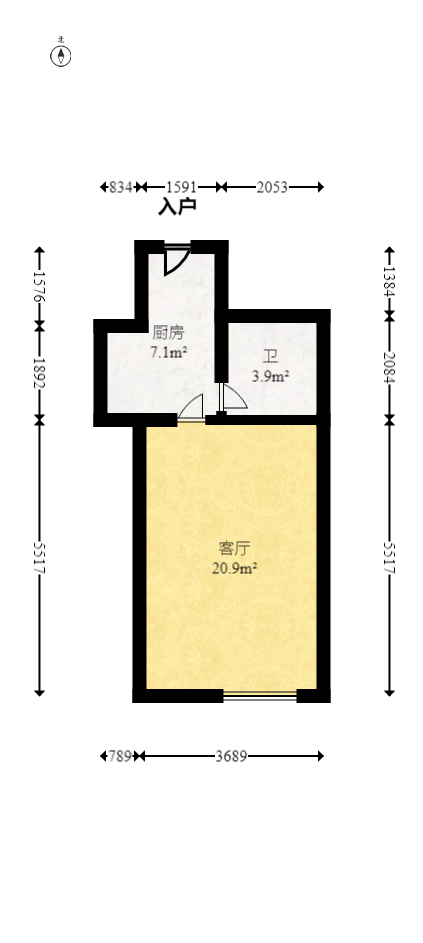 海林馨香雅苑  1室1厅1卫   35.00万室内图1