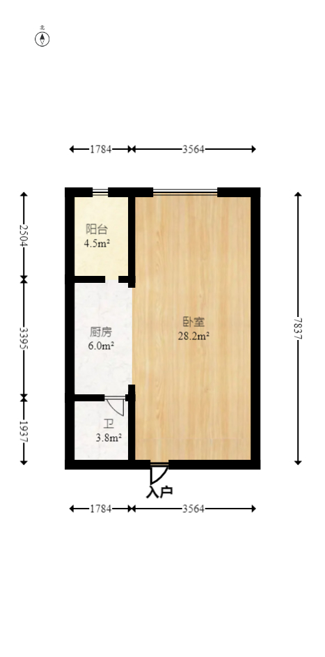 星宇V立方（旭和大厦）  1室1厅1卫   31.00万室内图1