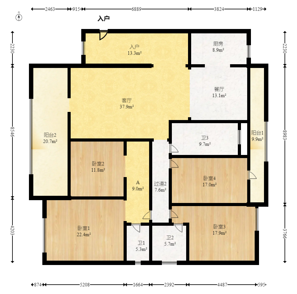 中建江山壹号  4室2厅2卫   399.00万室内图1