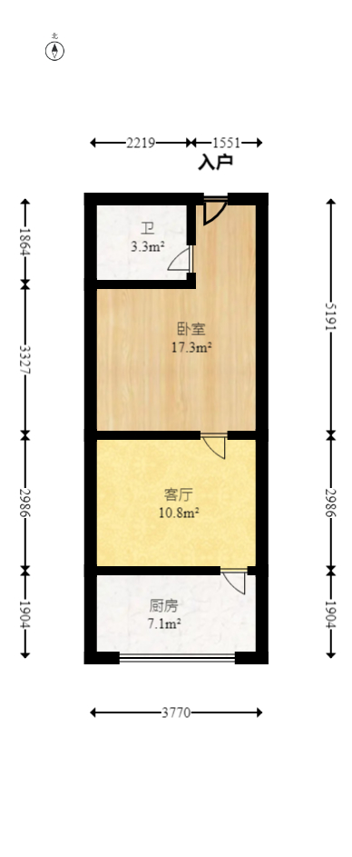 怡海星城  1室1厅1卫   20.00万室内图1