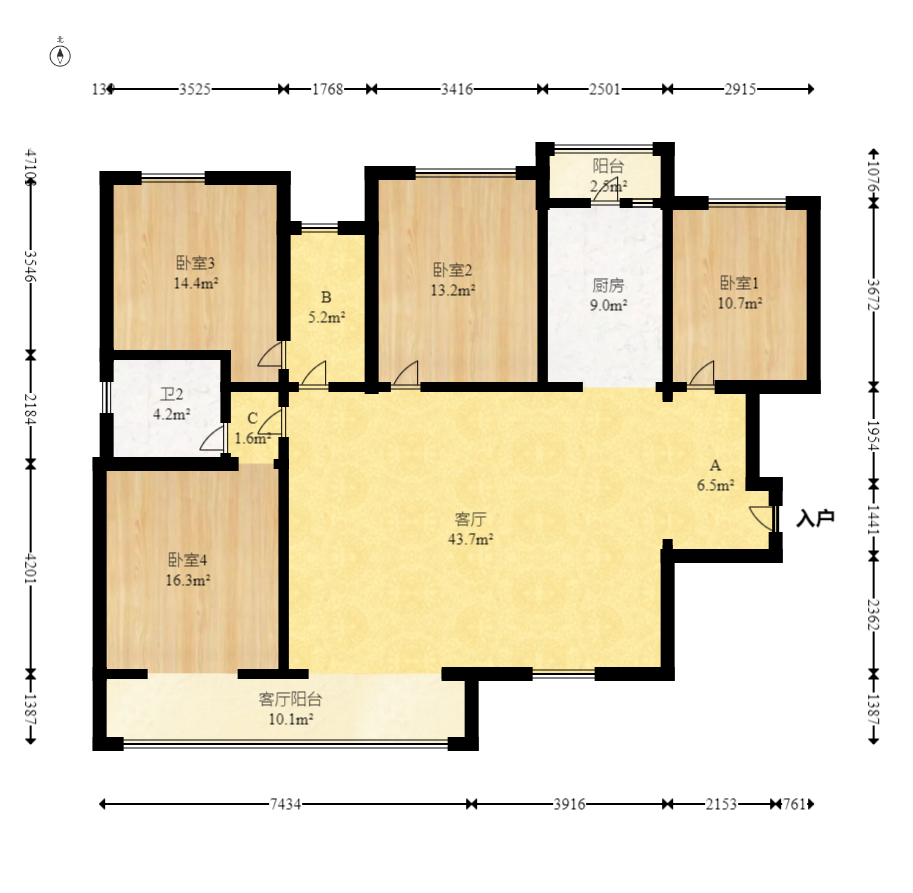 香缇雅苑(鑫远翡丽郡二期) 4室2厅2卫 169.0万 香缇雅苑(鑫远翡丽郡二期) 4室2厅2卫 169.0万户型图