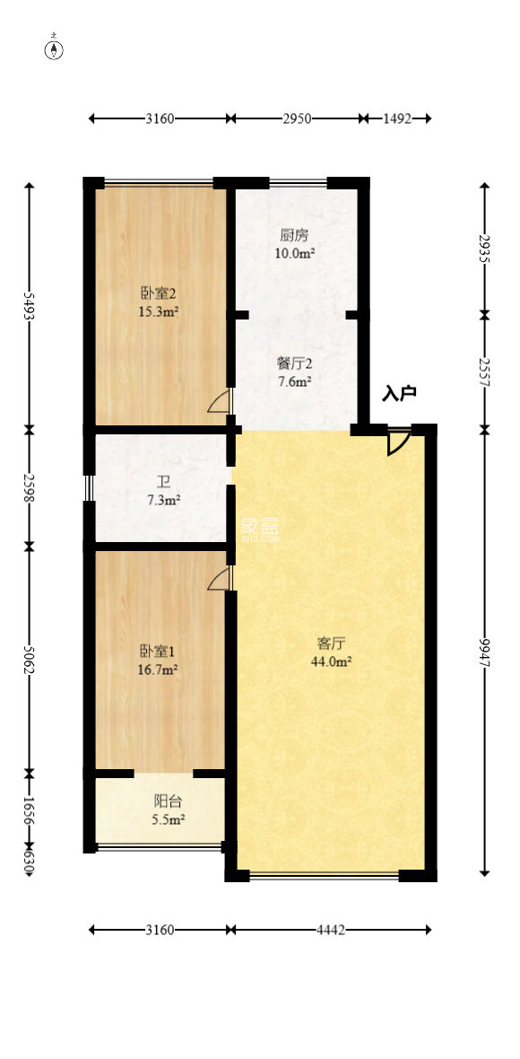 南锦家园  2室2厅1卫   65.00万