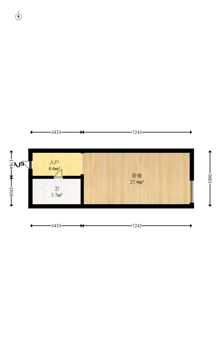 建发央玺（建发泱玺雅苑）  2室1厅1卫   58.00万室内图1