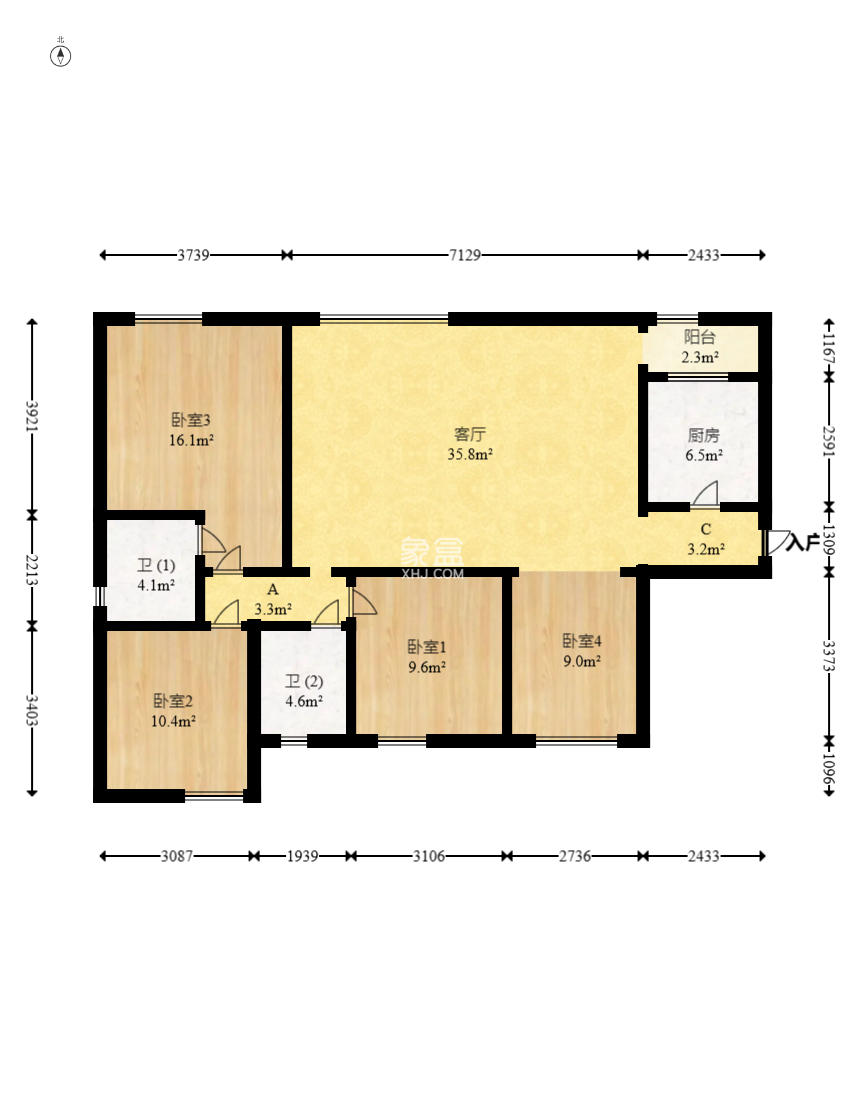 兰亭优壳(隽峰苑) 4室2厅2卫 95.0万 兰亭优壳(隽峰苑) 4室2厅2卫 95.0万户型图