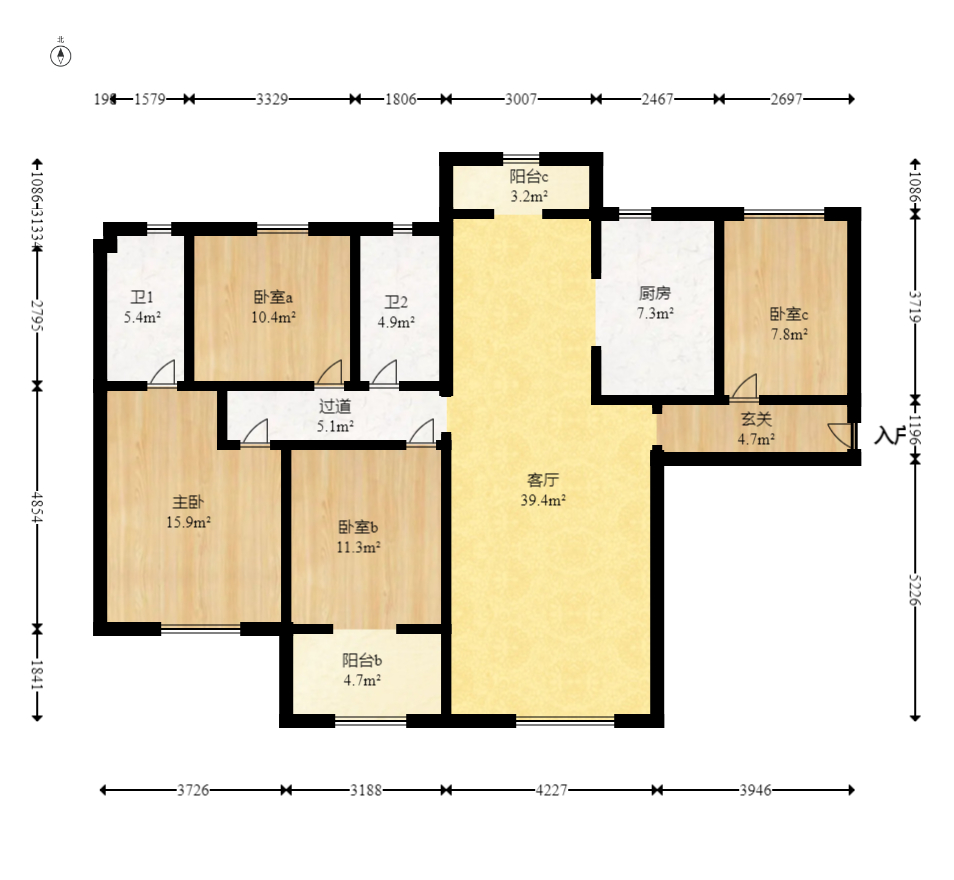 新华联梦想城 4室2厅2卫 139.5万 新华联梦想城 4室2厅2卫 139.5万户型图
