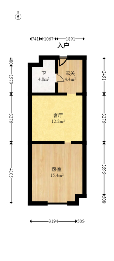 润和紫郡一期  1室1厅1卫   37.80万室内图1
