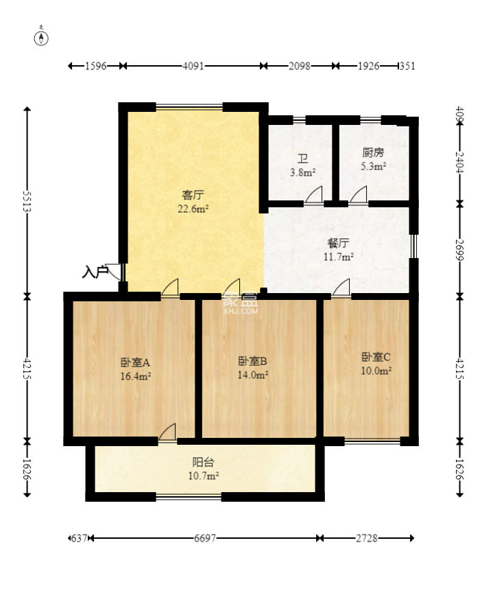 四方坪教师村  3室2厅1卫   56.00万