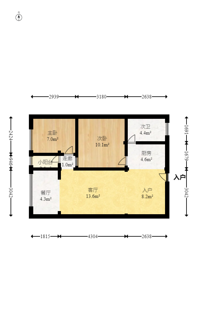 南江广场 2室2厅1卫 79.0万 南江广场 2室2厅1卫 79.0万户型图