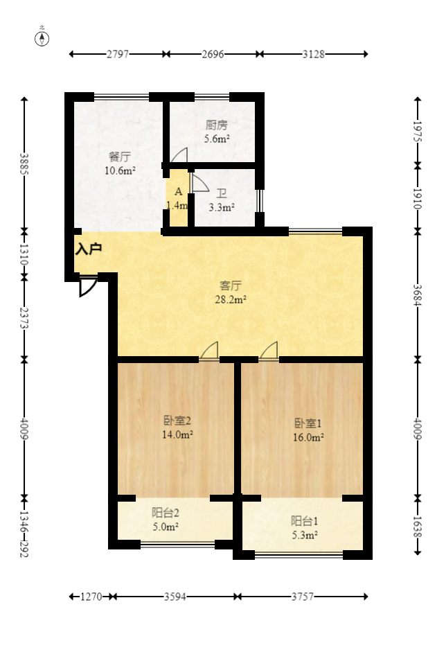 湖开小区（湖南开关厂宿舍）/南大桥社区  2室2厅1卫   40.00万室内图1