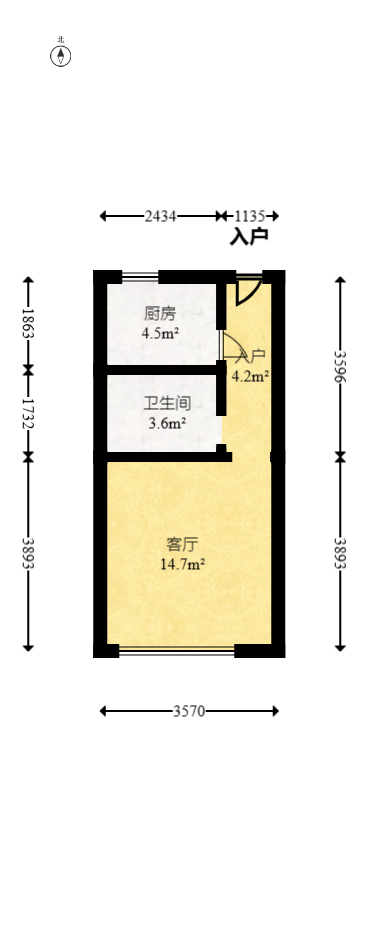 君悦新天地  1室1厅1卫   65.00万室内图1