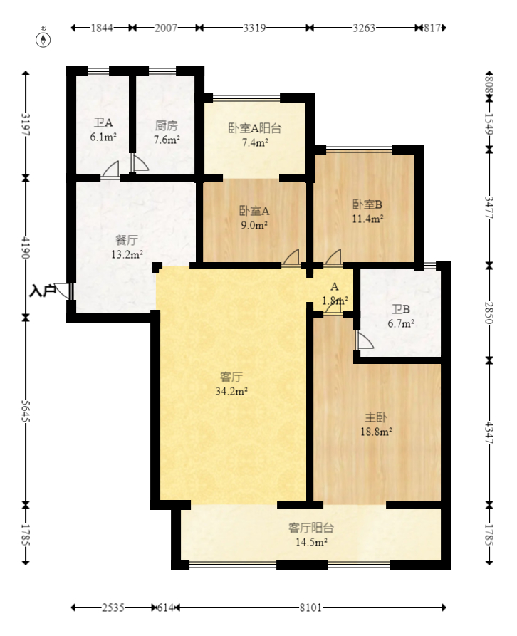 八方小区B区  3室2厅2卫    418.0万 八方小区B区  3室2厅2卫    418.0万户型图